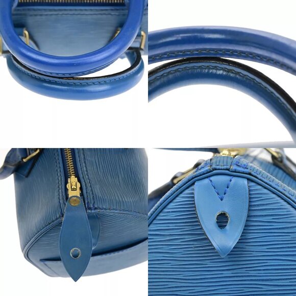 LOUIS VUITTON LV Logo Speedy 30 Travel Hand Bag Epi Leather Blue M43005 35SH811 - Picture 9 of 16